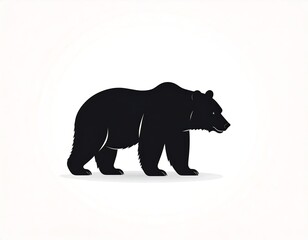 Fototapeta premium Silhouette of a bear, black against a soft white background. Simple design for various uses