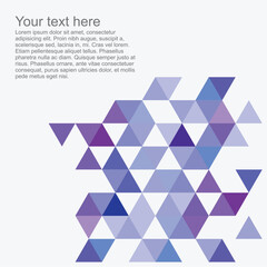 Fototapeta premium Pastel navy blue, violet and grey vector triangle background. Geometric mosaic document template. Hipster flat surface design with aztec chevron zigzag print. Pastel colorful card with space for text