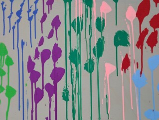 Abstract artwork with dripping blue paint on a yellow background_251207_04