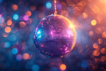 Fototapeta premium Bright Disco Ball With Bokeh Background