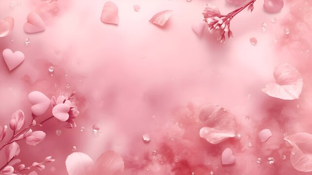 Valentine background featuring soft pink and red hearts in a gentle pastel gradient, with a dreamy bokeh effect that creates a romantic and seamless atmosphere - Powered by Adobe
