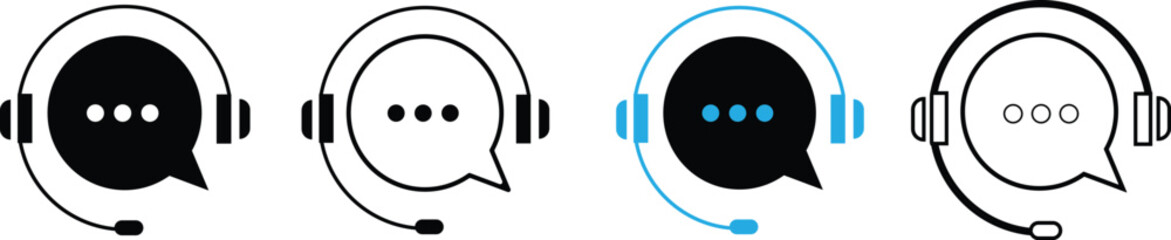 Customer Support Chat Icon Set - stock vector.