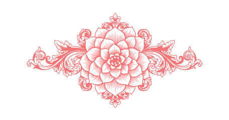 A vintage pink rose vector illustration with a seamless floral pattern design, perfect for a wedding card or spring wallpaper decoration element