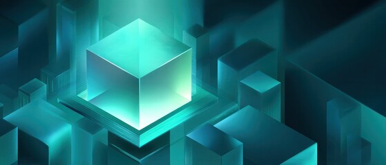 Digital innovation event featuring futuristic 3d cube in a tech-driven environment