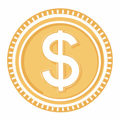 Golden coin with dollar symbol