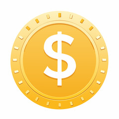 Golden coin with dollar symbol