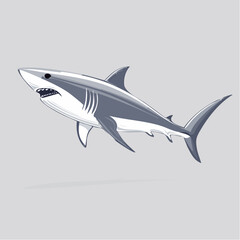Stylized illustration of a great white shark in motion