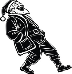 Fototapeta premium Laughing santa claus silhouette isolated on white background