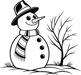 Snowman silhouette isolated on white background