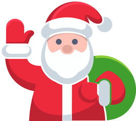Santa claus carrying gift bag icon