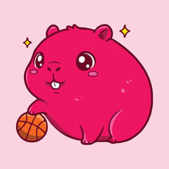 Cute Kawaii Capybara Doing Sports Vector Illustration