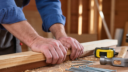 carpenter cutting wood