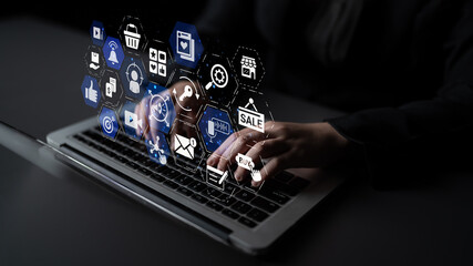 Content marketing interface with data dashboards, analytics charts, and content tools. Marketing...