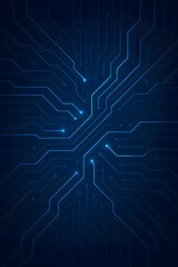 Obraz premium Blue digital circuit board background with glowing electronic patterns and microchip details