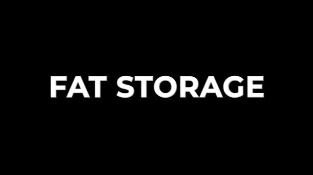 Fat Storage shake text animation on transparent background. Vibrating shaking typography effect for nutrition, metabolism, weight management, dietary habits and modern nutritionist projects.