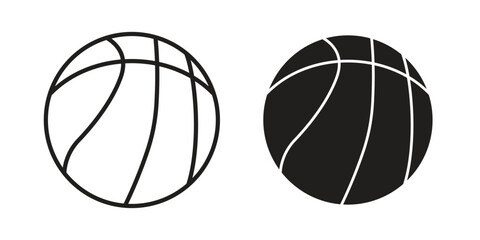 Obraz premium Basketball icons in black glyph and liner versions for design.