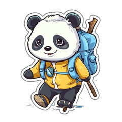 Cute panda sticker on a hike. Nice and cute.