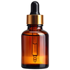 Naklejka premium Amber dropper bottle isolated on transparent background