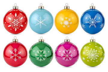 Obraz premium Set of shiny Christmas balls isolated on white, great for holiday celebration decoration