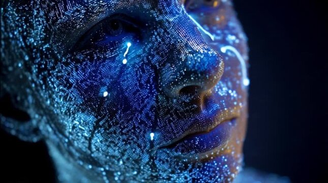 bare breasted women Digital Future Interface AI Circuit Face