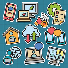 set of office cute colorful sticker