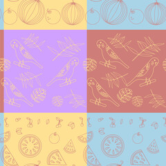 a pattern on a multicolored background with animal outlines drawn on it