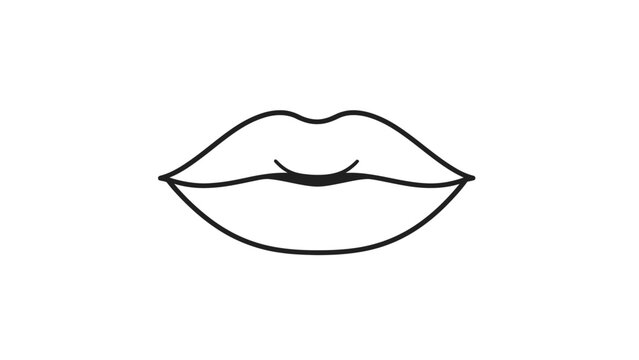 Black line drawing of lips against a white background