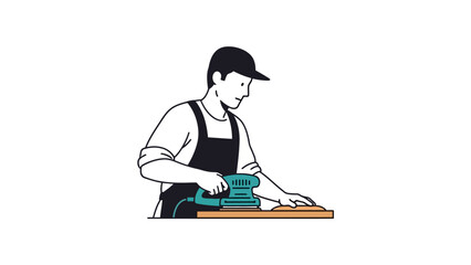 Carpenter sanding wood
