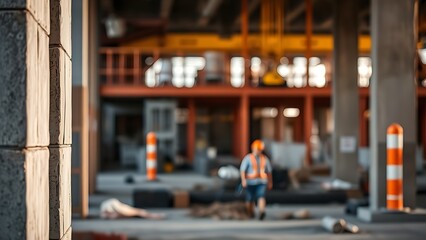 Obraz premium disavowal. Construction site with abstract industrial elements, metal and concrete textures, and dramatic side lighting. real-estate listings.