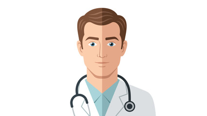 Cartoon doctor with stethoscope and white coat