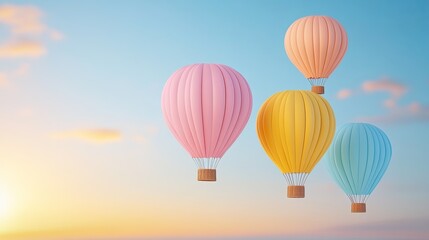 Fototapeta premium Colorful Hot Air Balloons at Magical Sunset