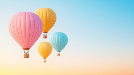 Obraz premium Colorful Hot Air Balloons at Sunset in Pastel Skies