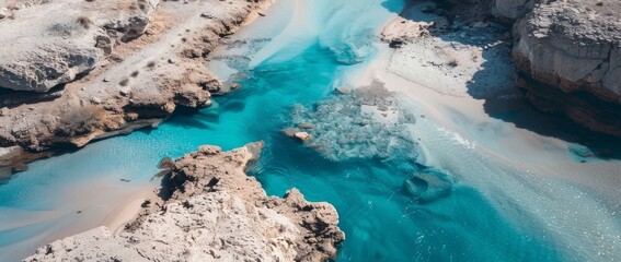 Scenic view of a winding river amidst rocky cliffs and green vegetation under bright sunlight