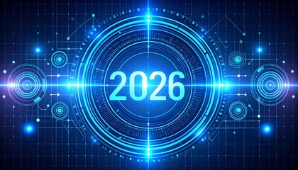 Futuristic sci-fi 2026 hologram interface visual