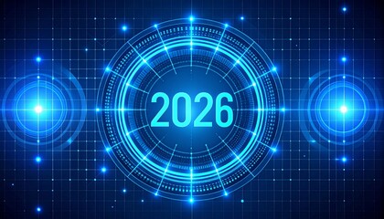 Futuristic sci-fi 2026 hologram interface visual