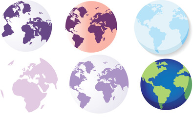 Set of Easter eggs vector illustration of a global continents map icon