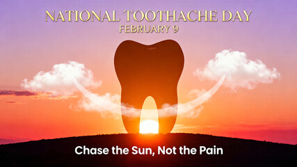 The tooth shaped sunrise element represents the national toothache day and the health concept of rejecting toothache and pursuing beauty, and is suitable for promoting oral care materials.
