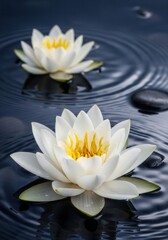 White Water Lily Blooms For Zen Nature Scene
