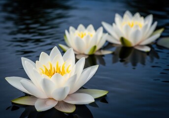 White Water Lily Blooms For Zen Nature Scene
