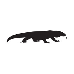 Minimalist vector silhouette of a powerful Komodo dragon