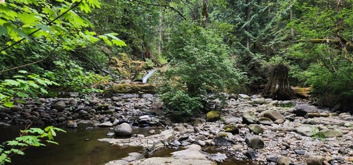 water flowing into the river