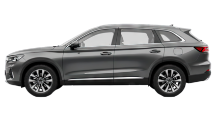 Gray SUV Side View on White Background