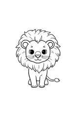 Obraz premium Cute Baby Lion Line Art Illustration, Coloring Page Style