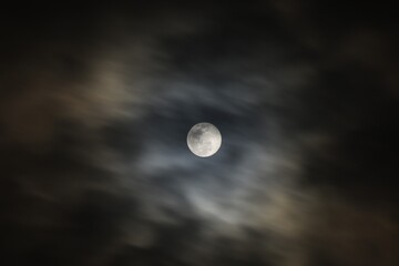 full moon covering by cloud floating on sky in night background