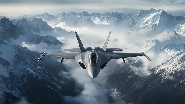 Aerial view scene of fighter jet flying, Camera slow motion.