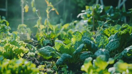 Video A lush and vibrant garden filled with various green plants and foliage