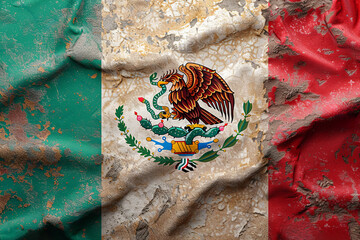 Abstract Mexican Flag With Aged Texture