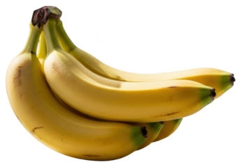 A bunch of ripe bananas with a , banana, stem, yellow 