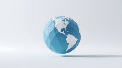 Low Poly Geometric Earth Globe with Blue Oceans