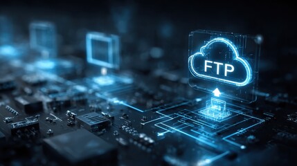 Cloud technology exchanging information and data with internet, file transfer protocol, digital system for transferring documents